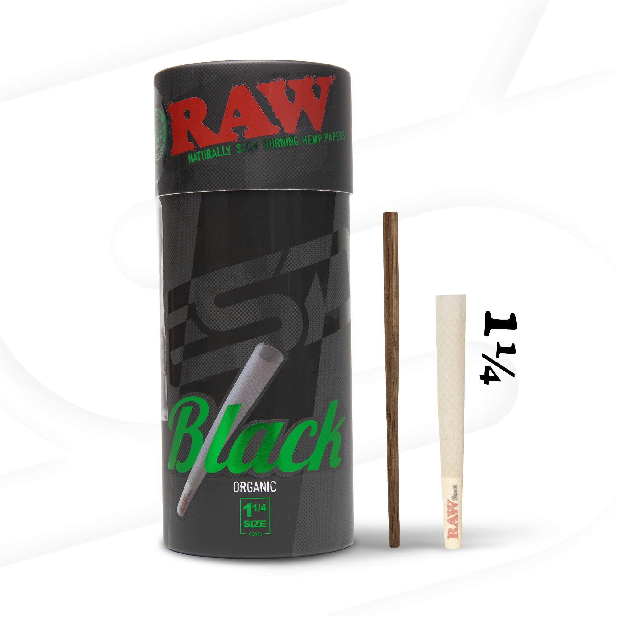 RAW Black Organic Hemp 1 1/4 Cones