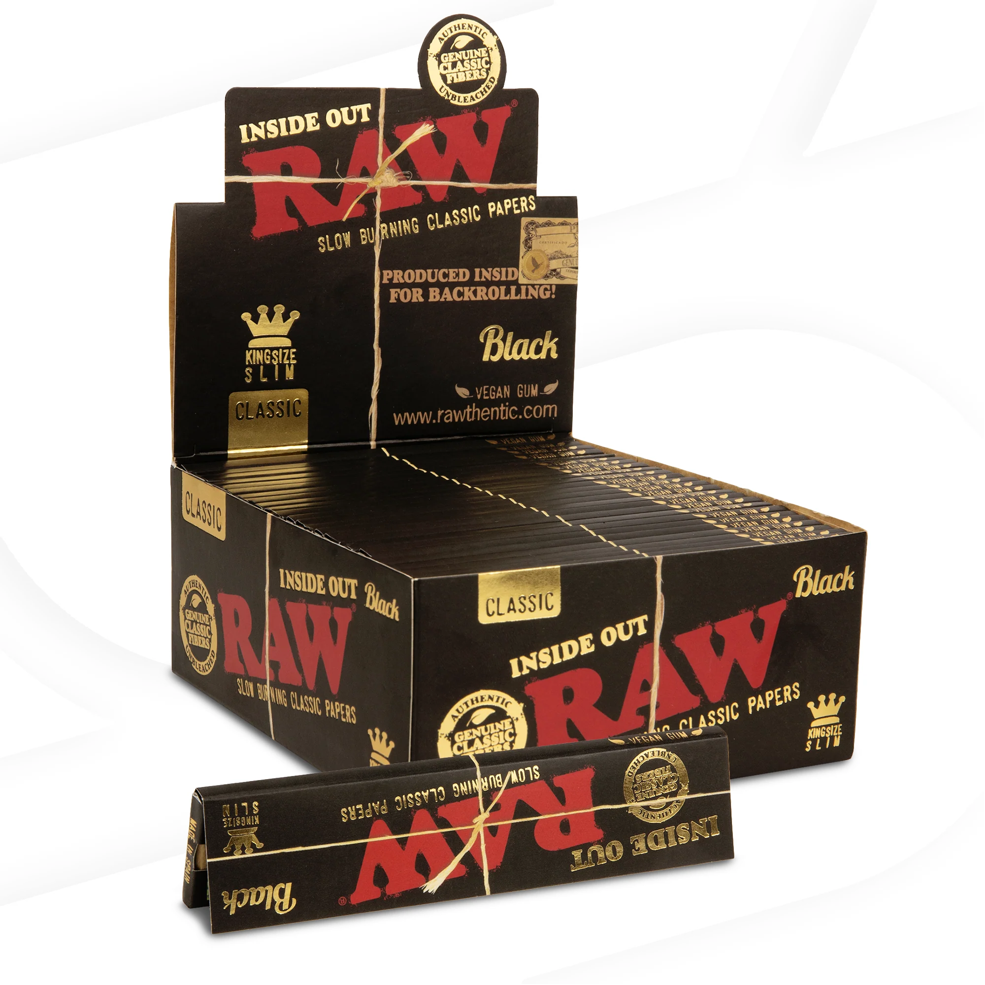 RAW Black Inside Out Classic King Size Slim Rolling Papers - Image 4