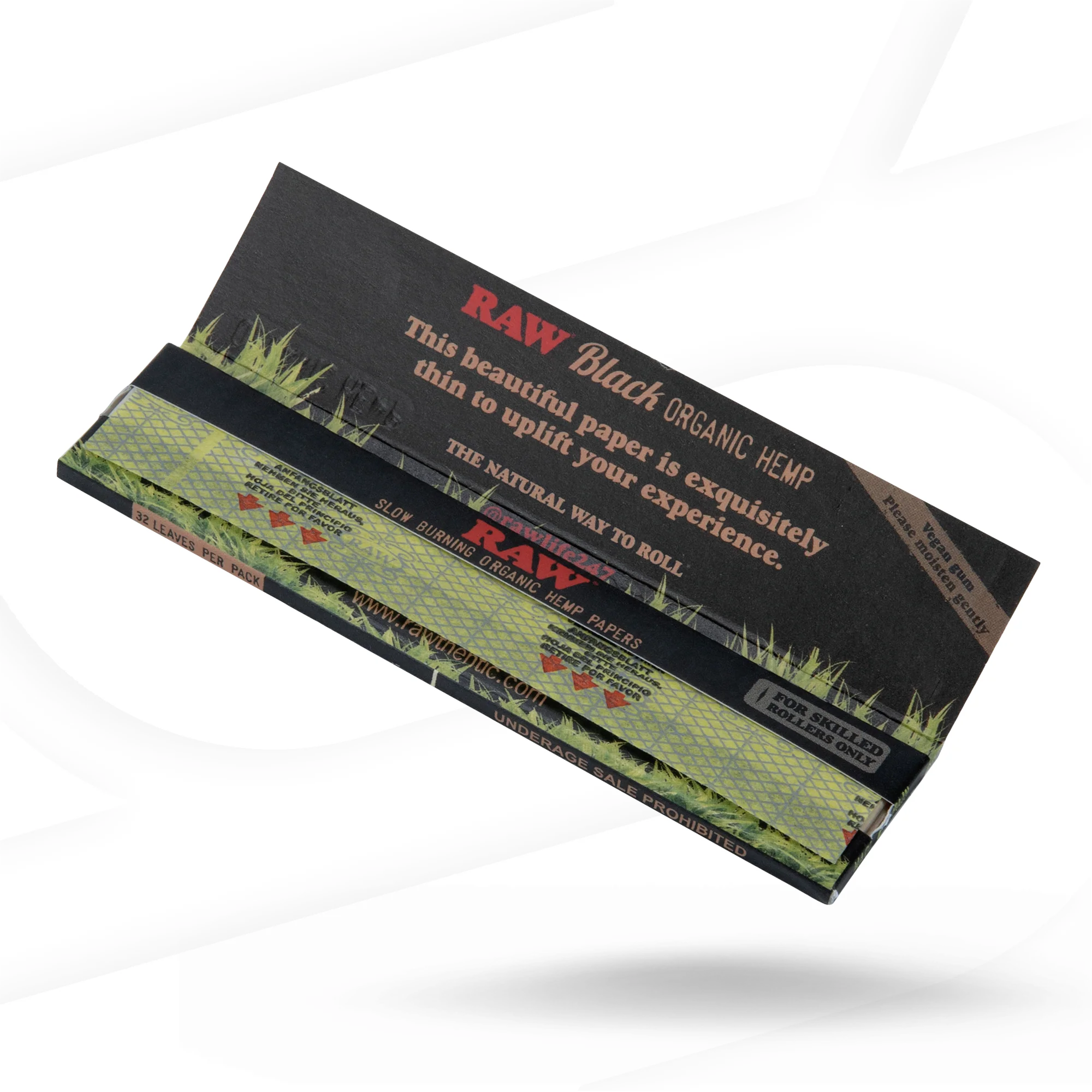 RAW Black King Size Slim Organic Hemp Rolling Papers - Image 3