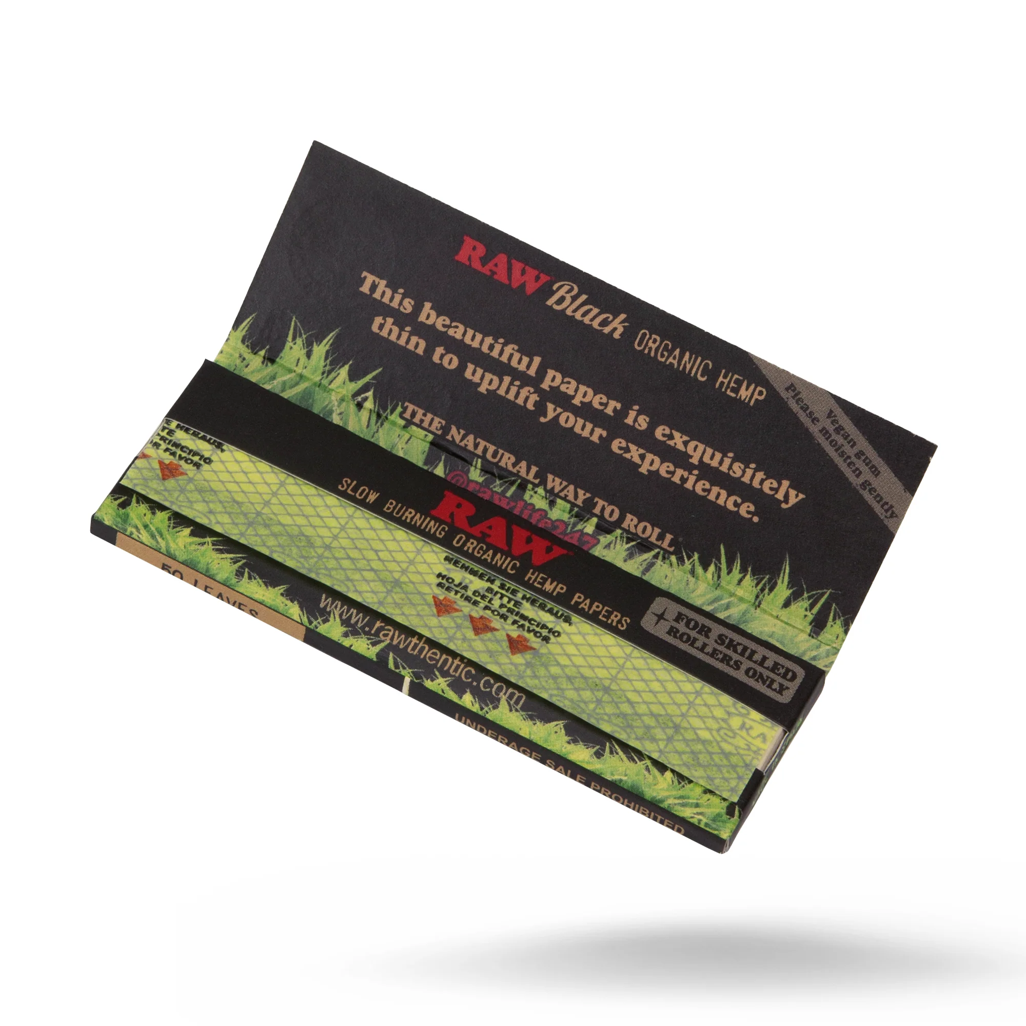 RAW Black 1 1/4 Organic Hemp Rolling Papers - Image 2