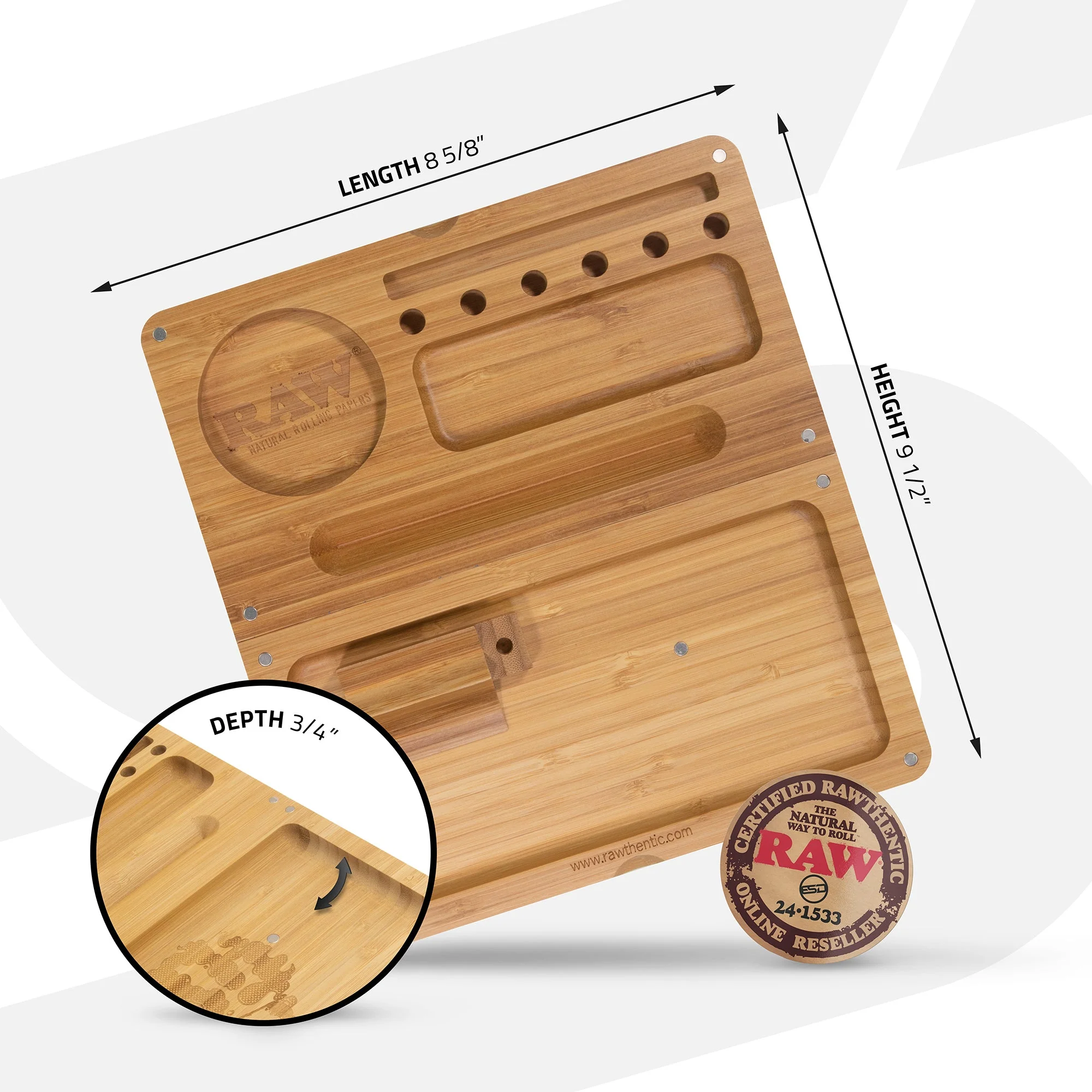 RAW Back Flip Bamboo Rolling Tray - Image 4