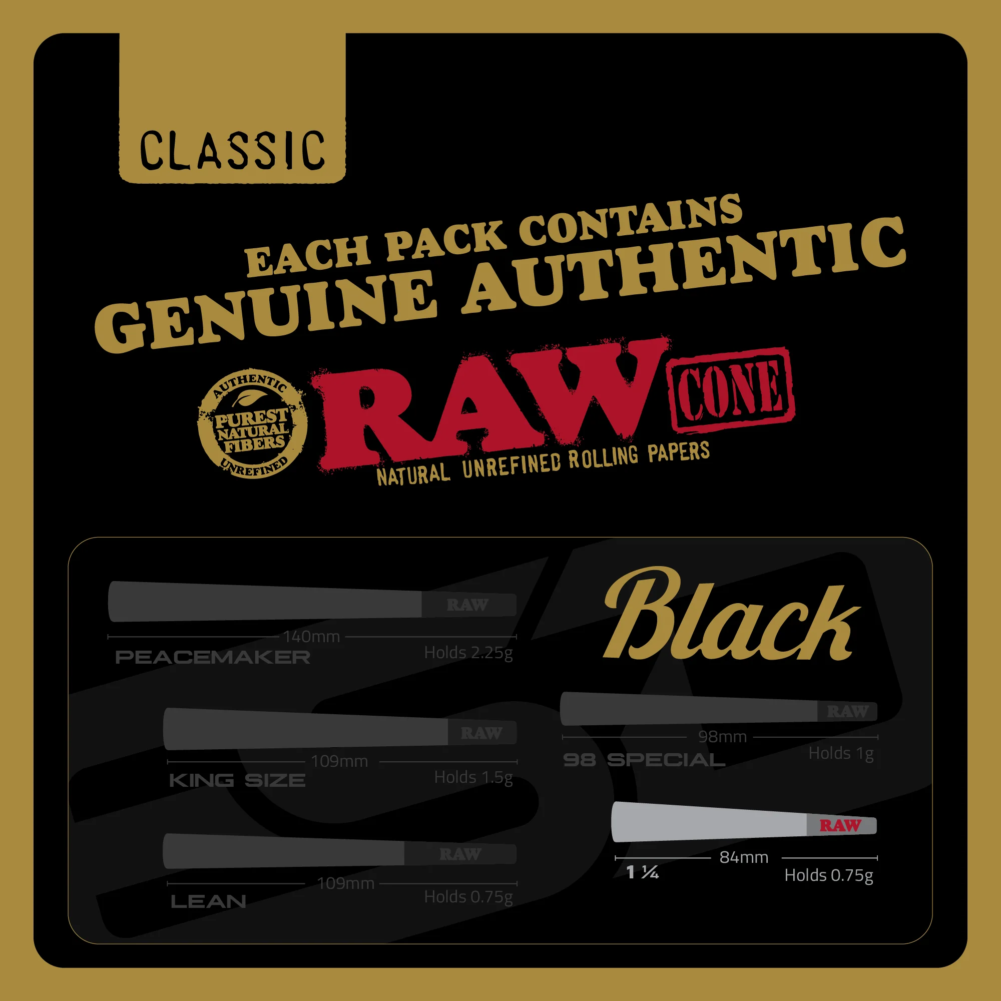 RAW Black 1 1/4 Bundle with Protective Tin Box - Image 3