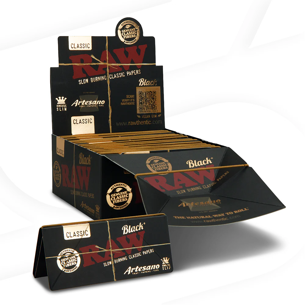 RAW Black Artesano King Size Slim Rolling Papers - Image 4
