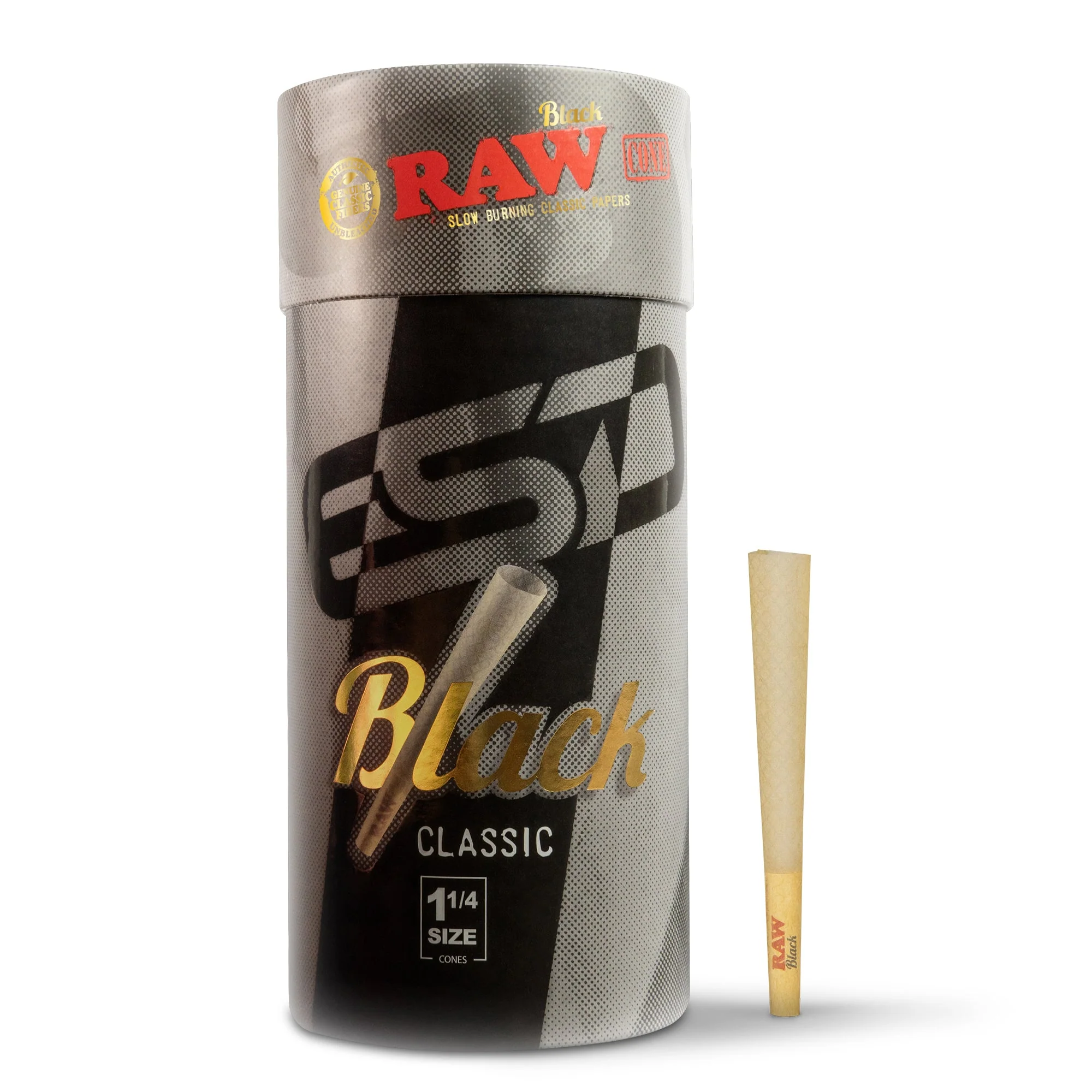 RAW Cones Black 1 1/4 Ultra Thin Pre Rolled Papers - Image 3