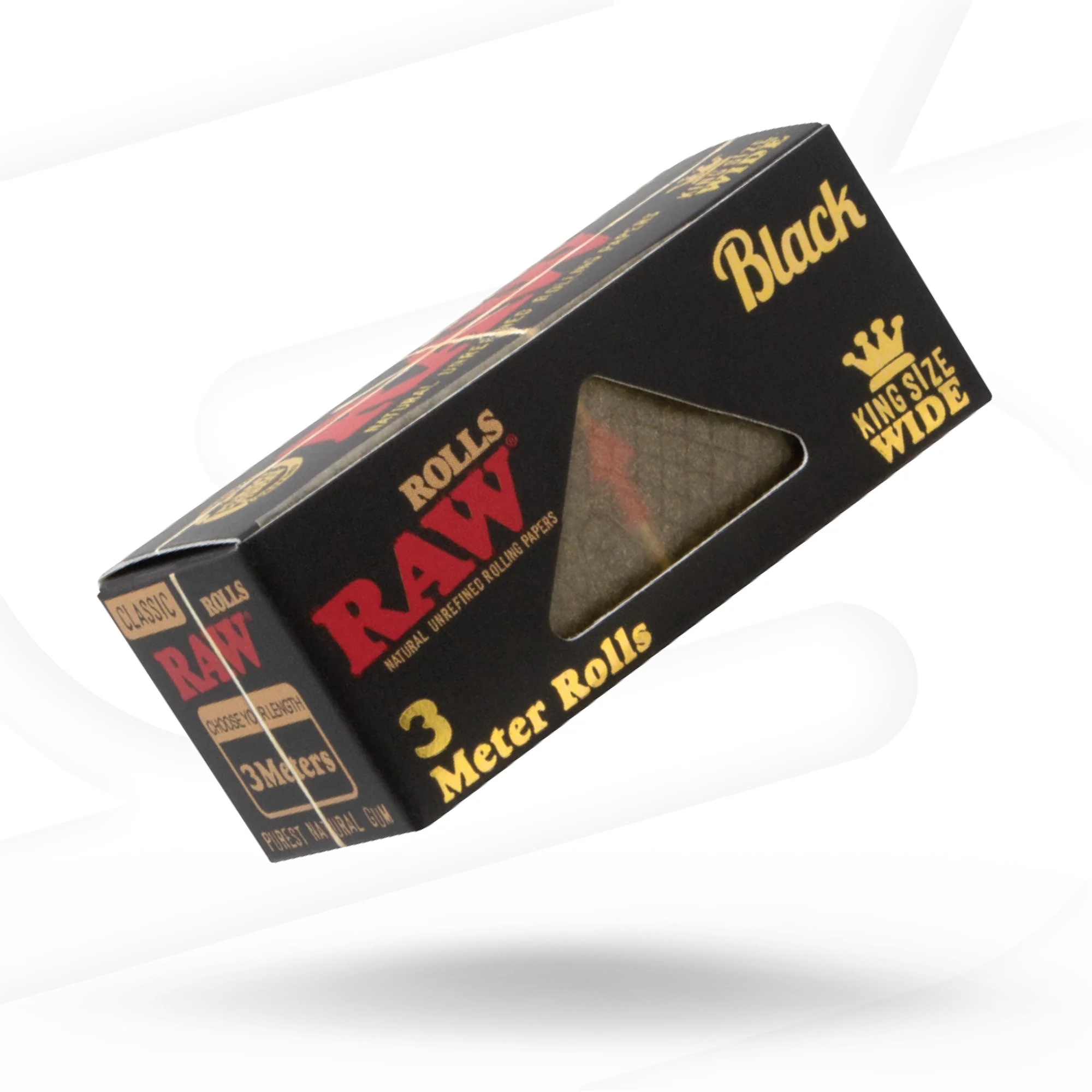 RAW Black King Size Wide Rolls with 3 meters of rolling paper