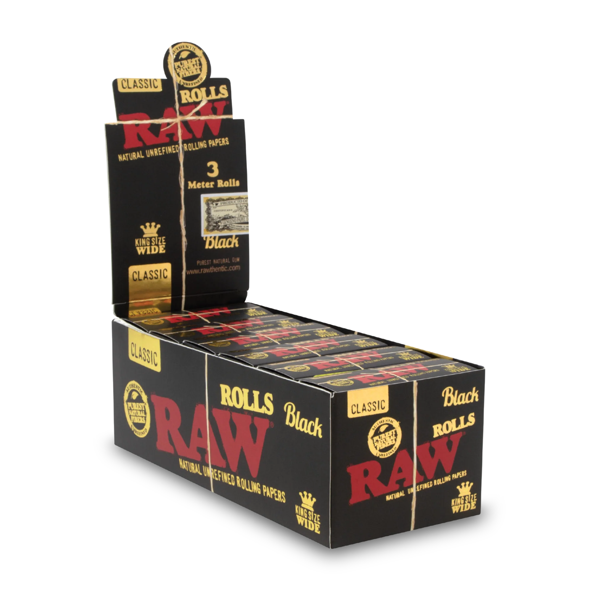 RAW Black King Size Wide Rolls with 3 meters of rolling paper - Image 3