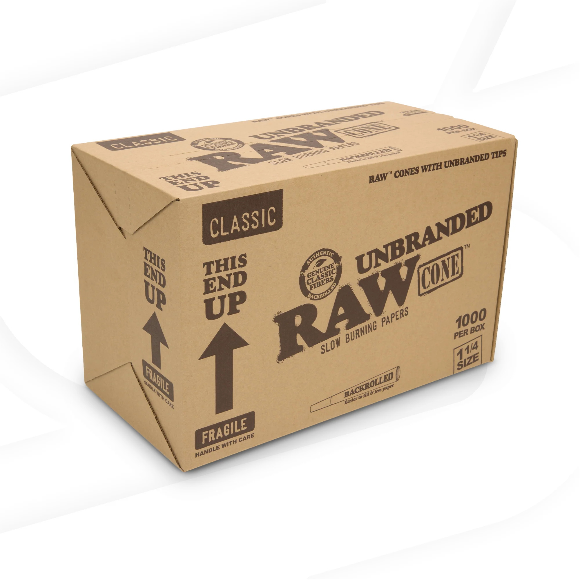 RAW Classic 1 1/4 Cones Unbranded | Bulk Box | 1000 Cones