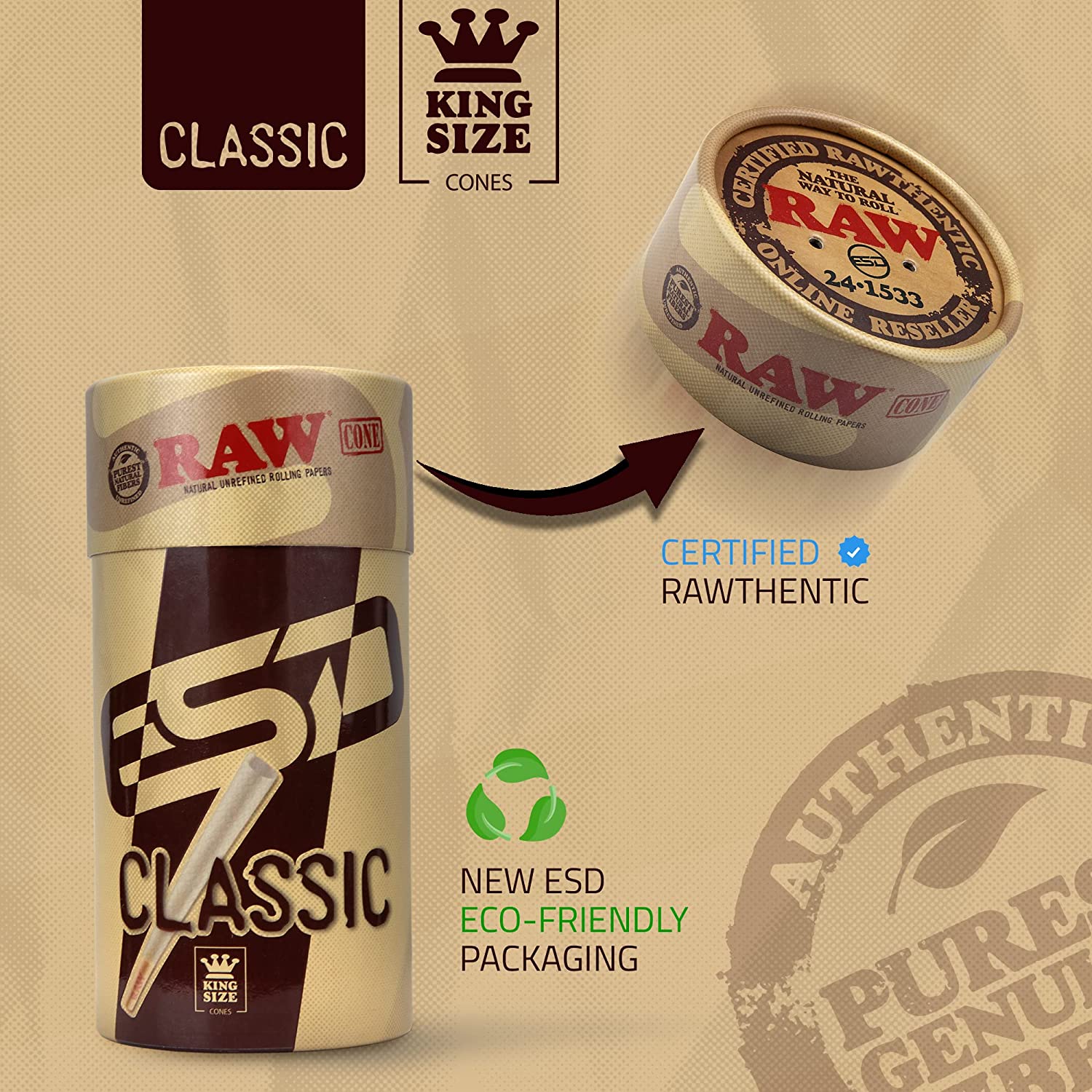 RAW King Size Cone Loader Bundle with 50 Classic King Size Cones - Image 3
