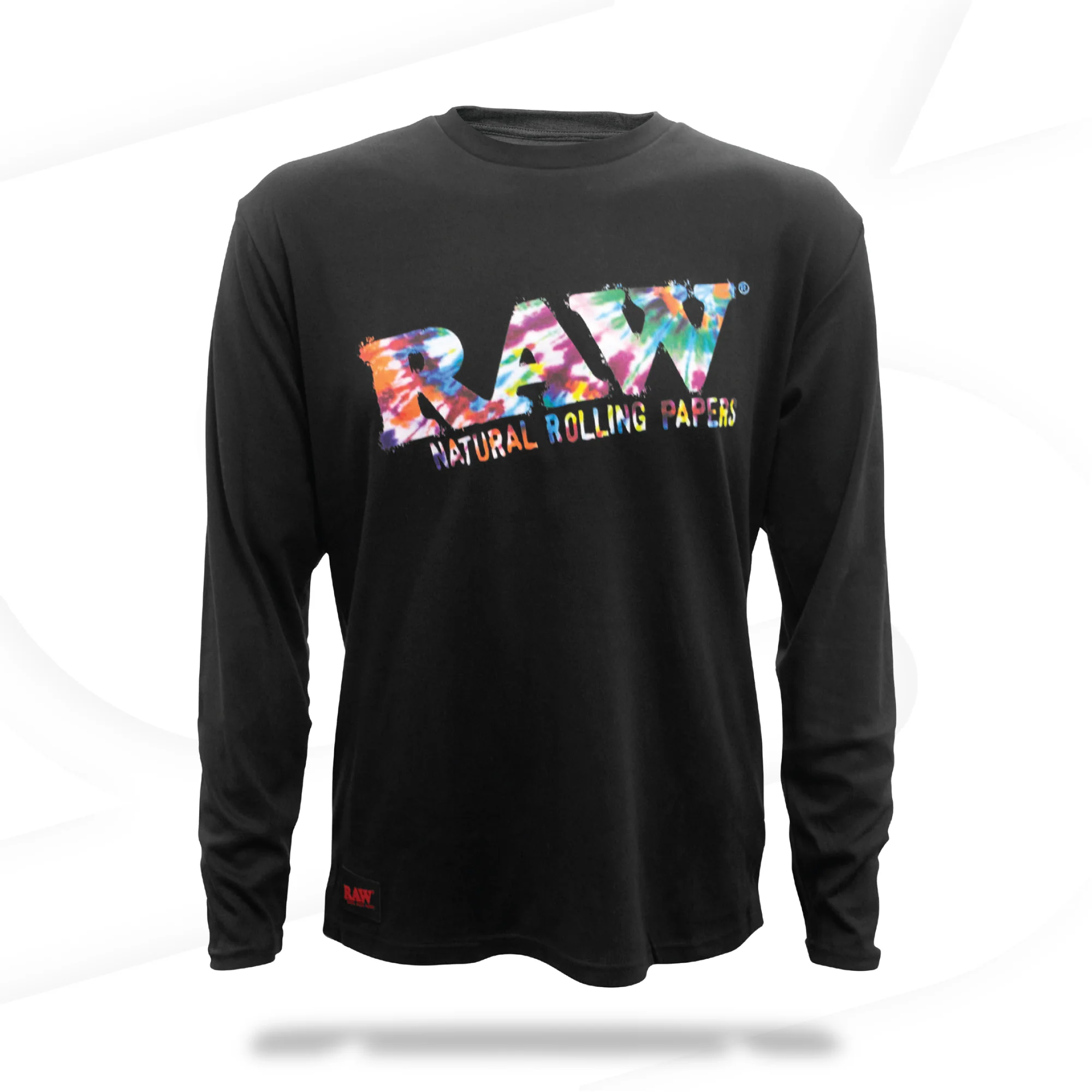 RAW Logo Tie Dye Long Sleeve Crew Neck Shirt