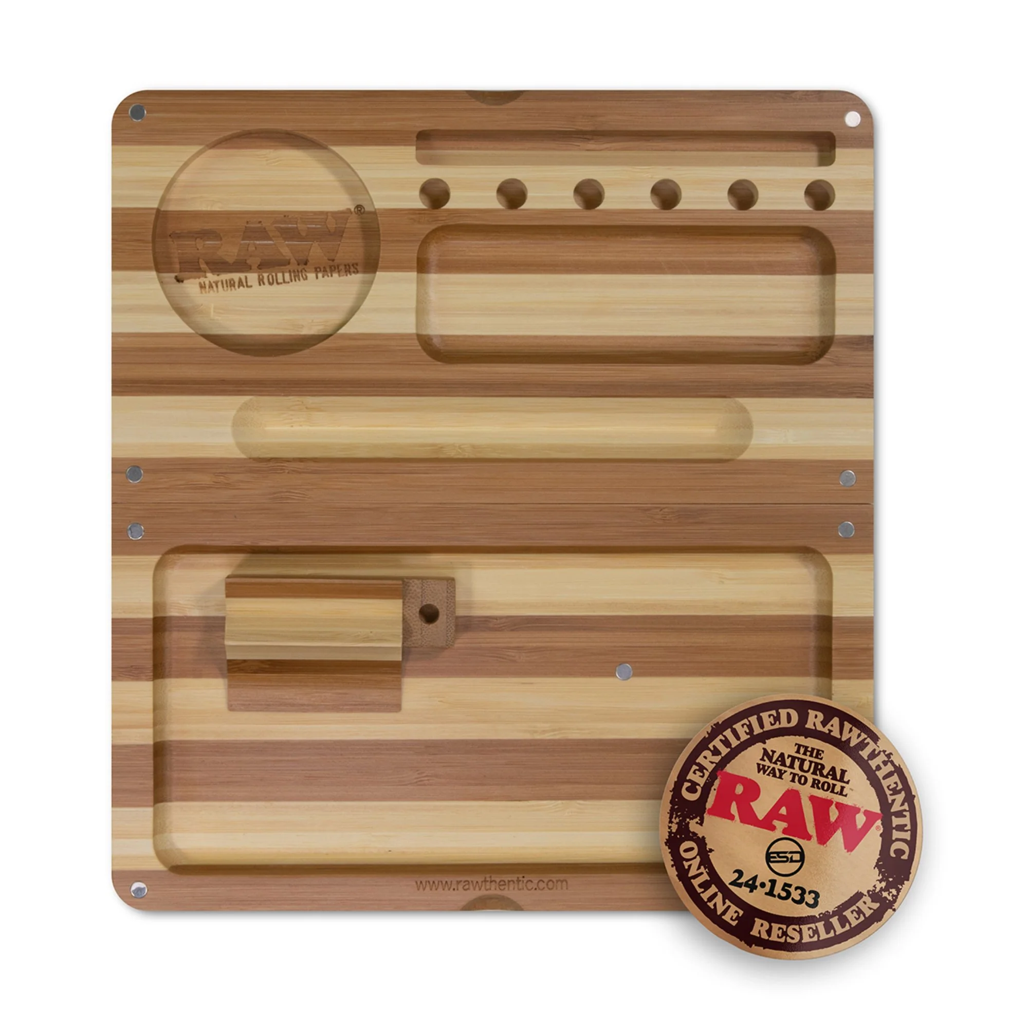 RAW Back Flip Striped Bamboo Rolling Tray - Image 3