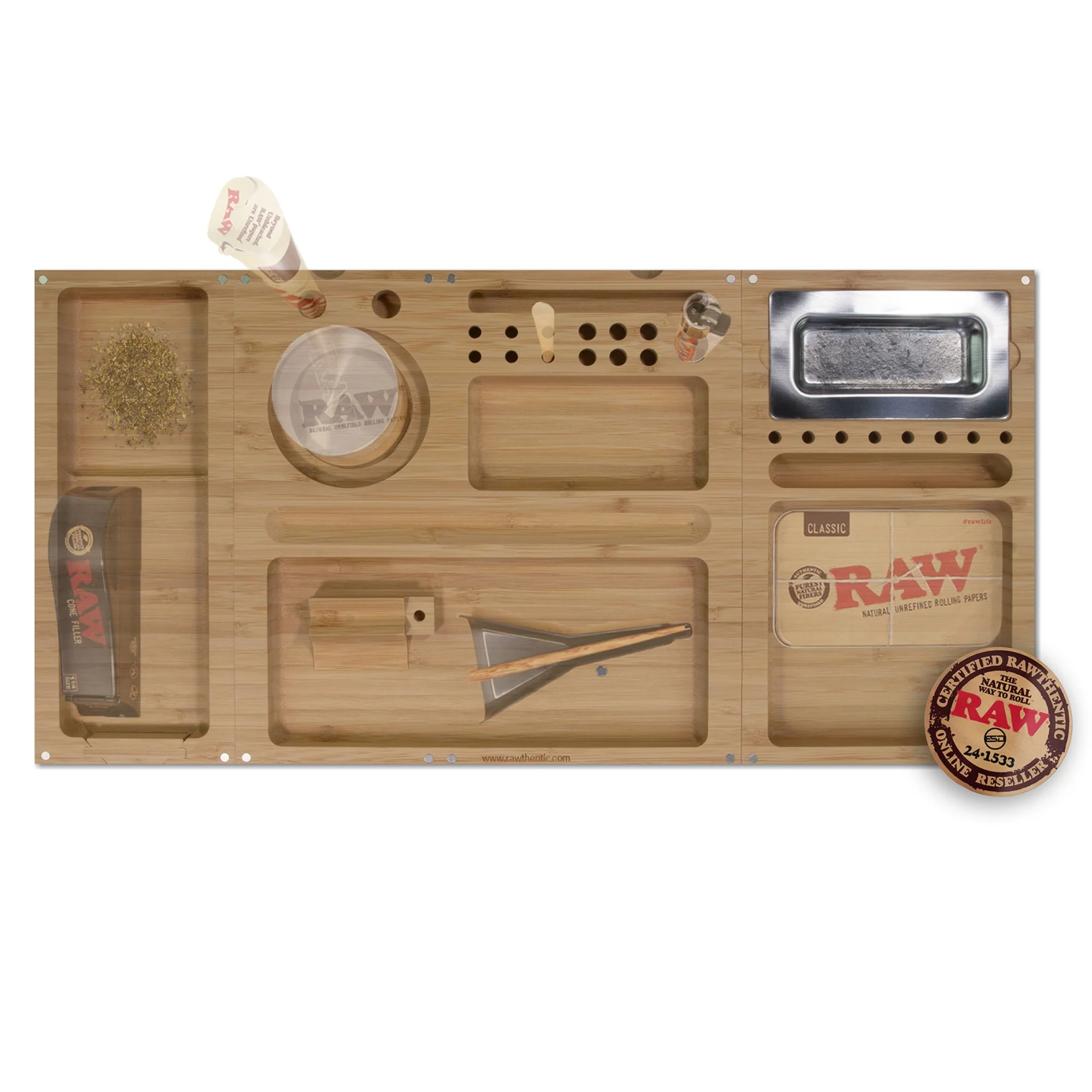 RAW Triple Flip Bamboo Rolling Tray - Image 3