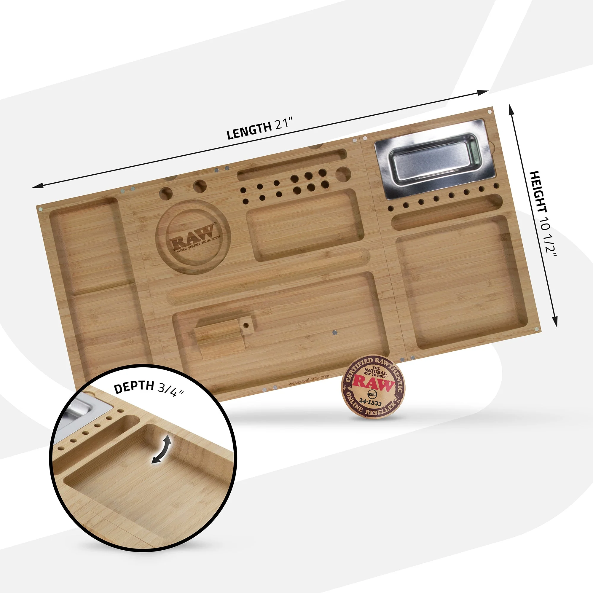 RAW Triple Flip Bamboo Rolling Tray - Image 4