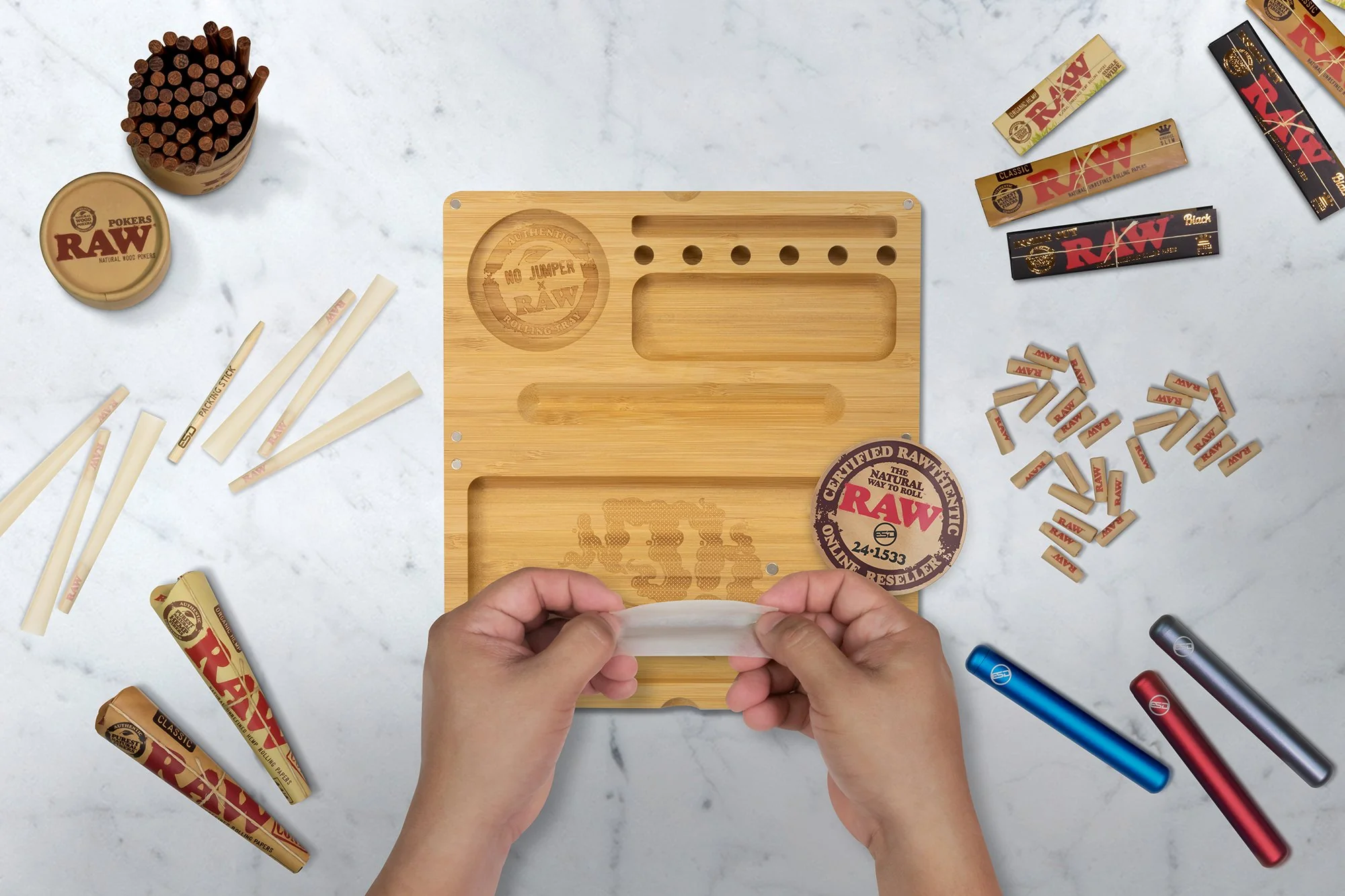 RAW X No Jumper Backflip Bamboo Rolling Tray - Image 5
